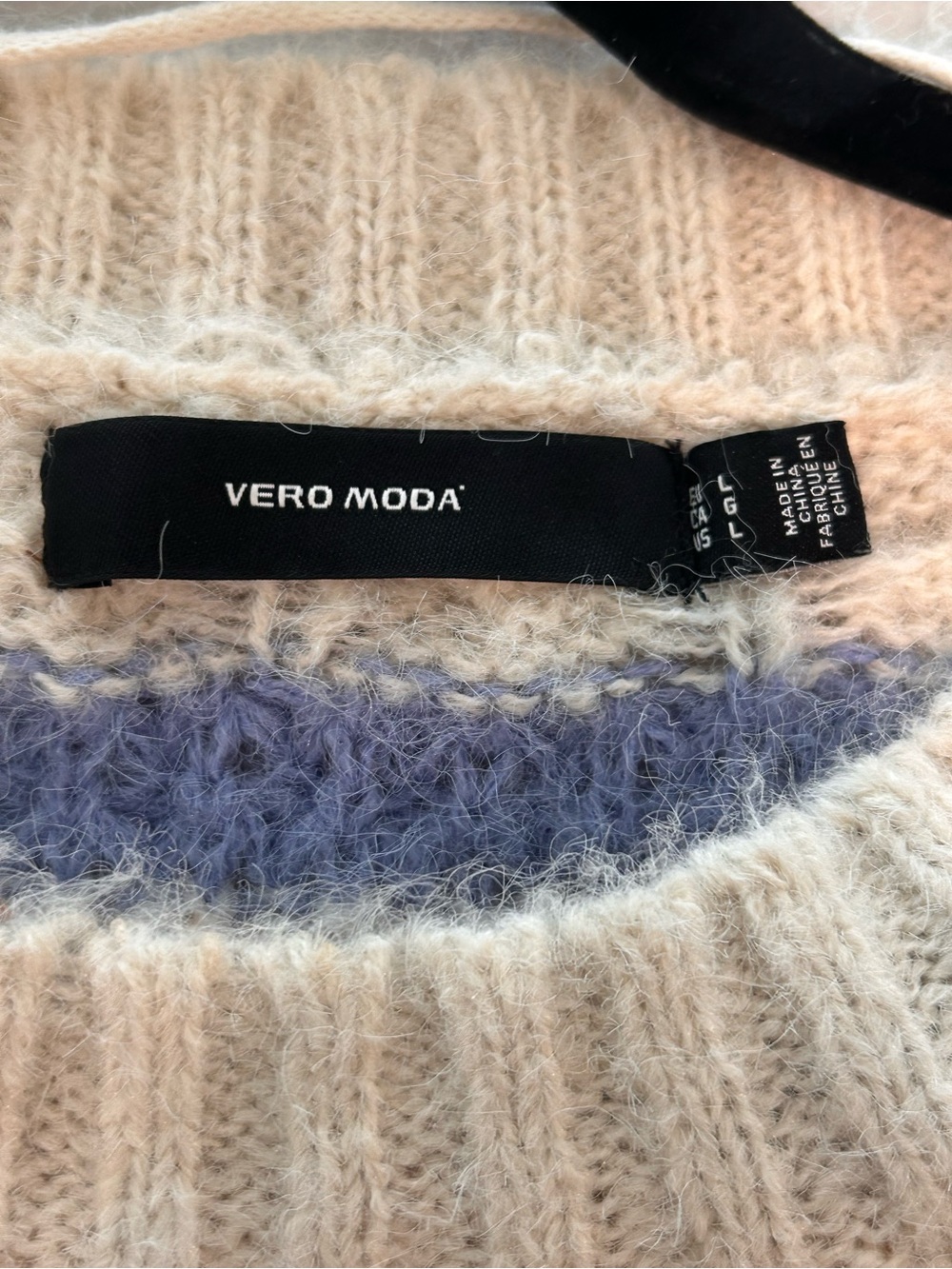 Vero Moda Floral Fair Isle Knit Sweater Cream Open Knit Cozy Cottagecore Boho - Picture 9 of 9